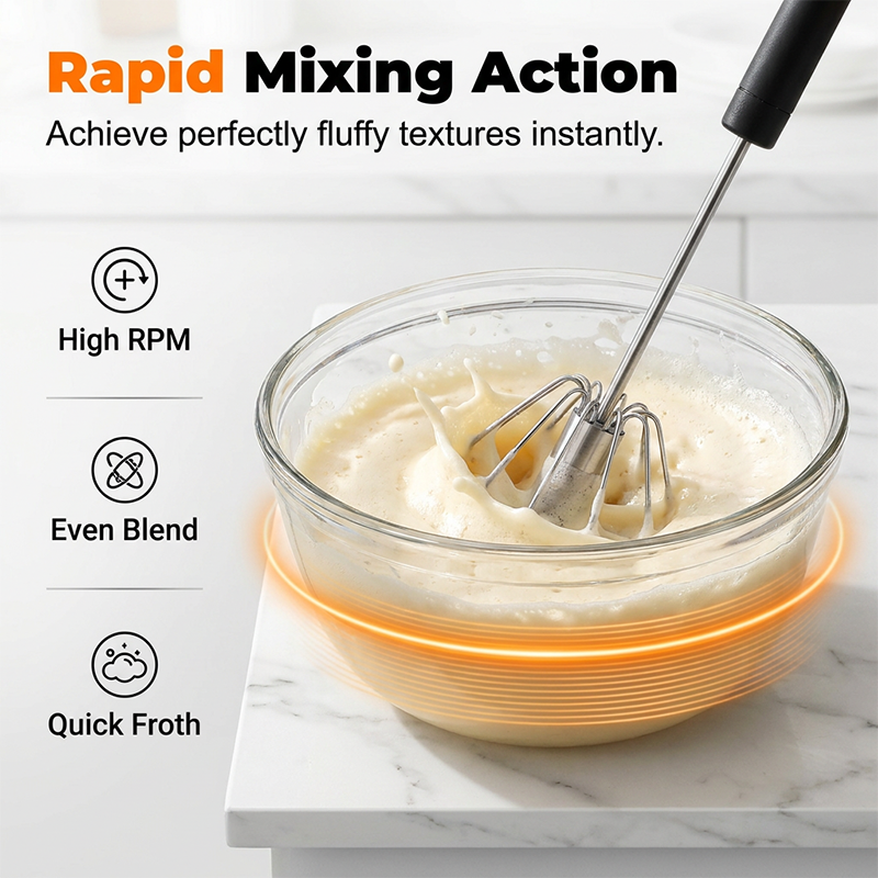 Semi-automatic stainless steel hand whisk