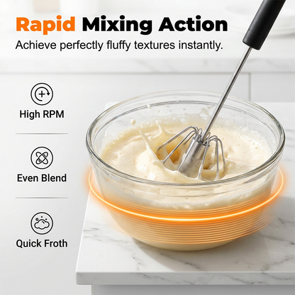 Semi-automatic stainless steel hand whisk