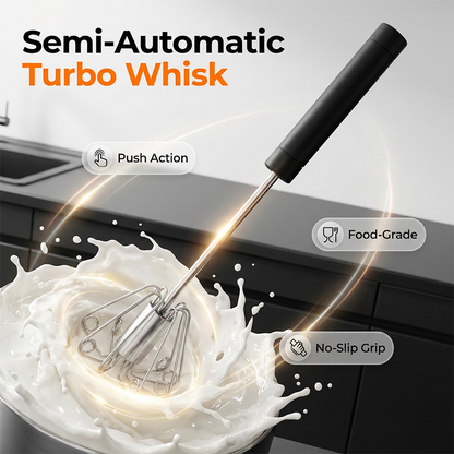 Semi-automatic stainless steel hand whisk