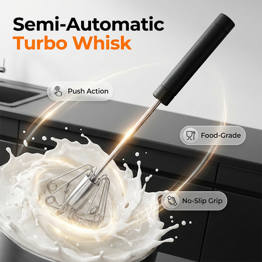 Semi-automatic stainless steel hand whisk