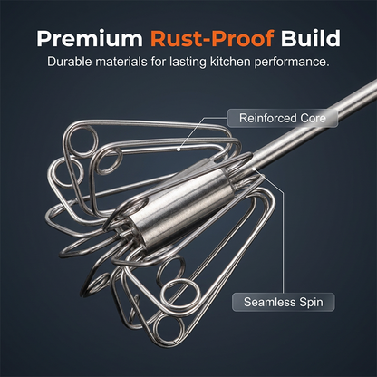 Semi-automatic stainless steel hand whisk