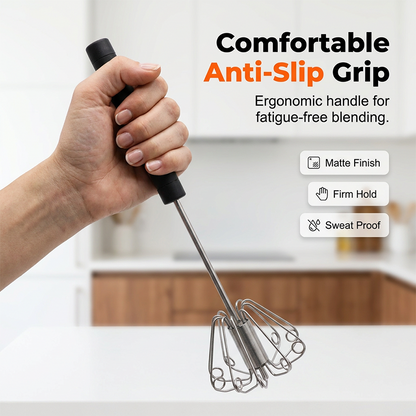 Semi-automatic stainless steel hand whisk