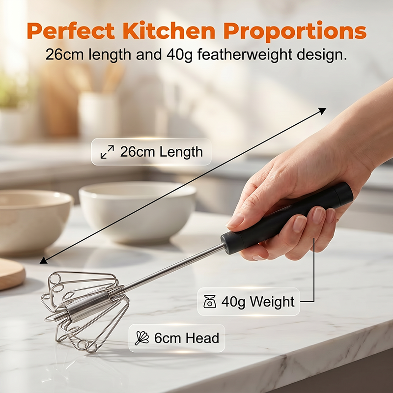 Semi-automatic stainless steel hand whisk