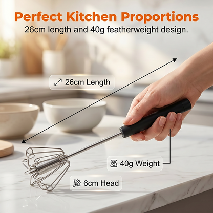 Semi-automatic stainless steel hand whisk